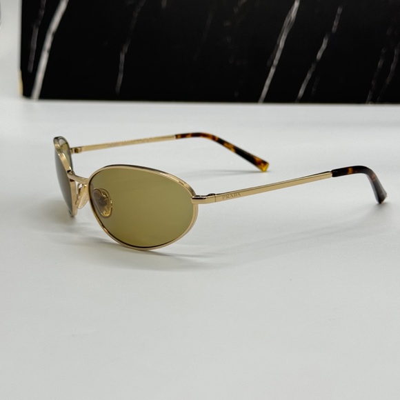 NEW SPR A59 5AK70G PRADA PRA59S 5AK70G WOMEN SUNGLASSES PR A59S 5AK70G GOLD OVAL - Picture 6 of 11